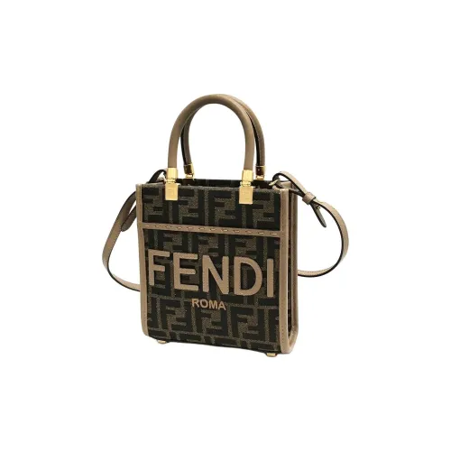 FENDI Sunshine Полиэстер Сумка через плечо Сумка Мини Женская Коричневая