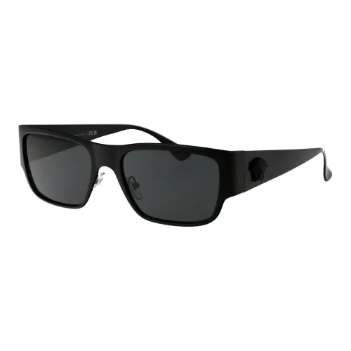 VERSACE Прямоугольные Солнцезащитные очки Мужские Черные