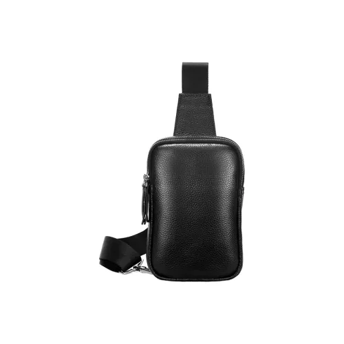 DOSRFINI Настоящая коровья кожа Sling сумка Стандартная Мужская Черная