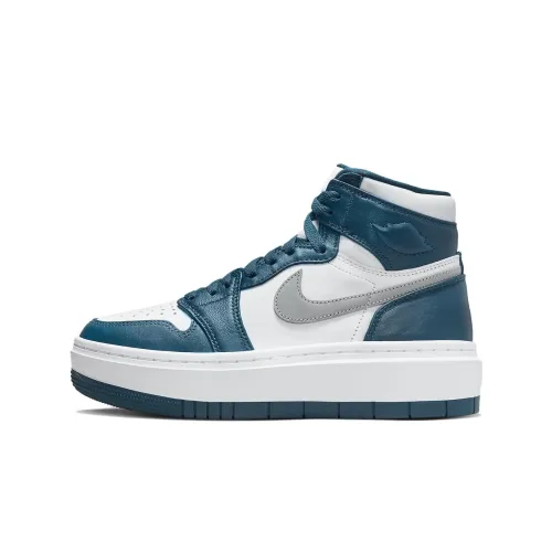 Jordan Air Jordan 1 Противоскользящие Высокие Топы Винтажные Баскетбольные Кроссовки Женские Белые Циановые