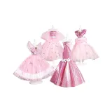 Высокая мода ☆ Розовый Lady [Набор из 4 платьев] Платье Вверх Кукла + Подарочная коробка + Наклейки для ногтей + Подарочный набор сумка