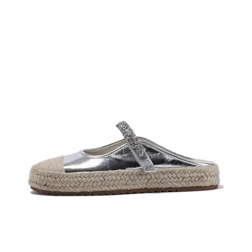 Peach Print Устойчивые к истиранию Домашние тапочки Женские Серебряные