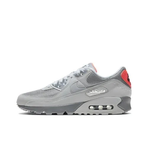 Nike Air Max 90 Low Топ Беговые кроссовки Мужские Серый Синий Красный