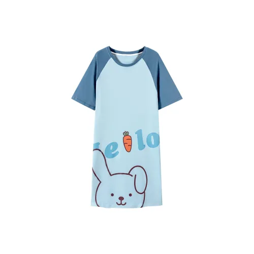 ROUKEER Ночная сорочка Женская Небесно-голубая