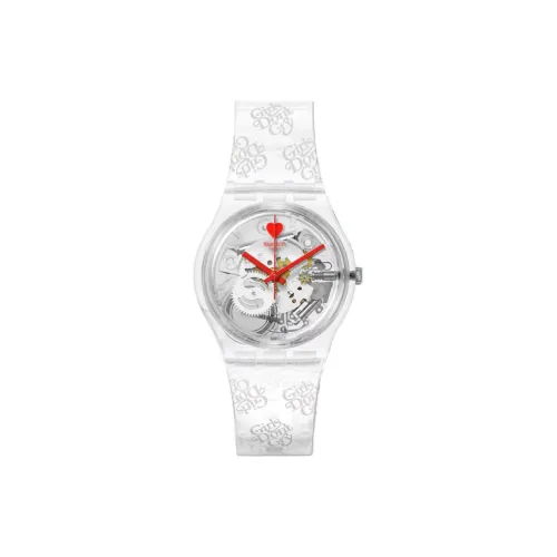 Swatch Quartz Механизм Унисекс Часы 34 мм Черепный циферблат Биоматериал Корпус Часы Силиконовый ремешок