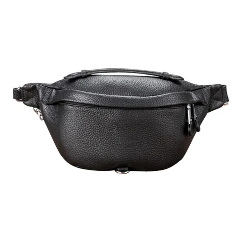 DOSRFINI Натуральная кожа Сумка через плечо из крупнозернистой текстуры коровьей кожи Мужская Черная