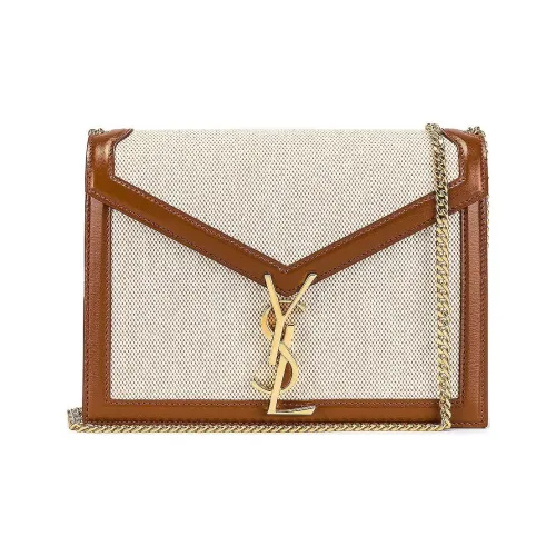 SAINT LAURENT CASSANDRA Холст с гладкой кожей Сумка через плечо Женская Естественный Бежевый