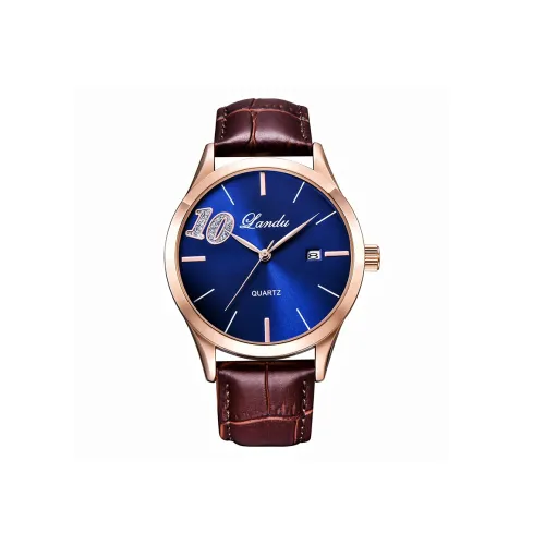 Коллекция LANDU для пар кварцевый механизм кожаный ремешок часы унисекс синий циферблат