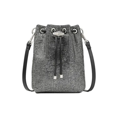 Jimmy Choo Satin Сумка через плечо Женская Черная и Античная Серебряная