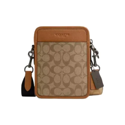 COACH Sullivan Искусственная кожа с коровьей кожей Сумка через плечо Маленькая Мужская Светлая Седловая Коричневая