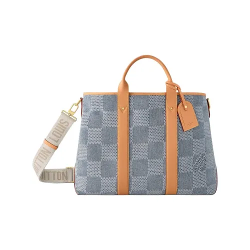 LOUIS VUITTON Холст и кожа Тоут Сумка Сумка для покупок Сумка через плечо Мужская сумка Небесно-голубой