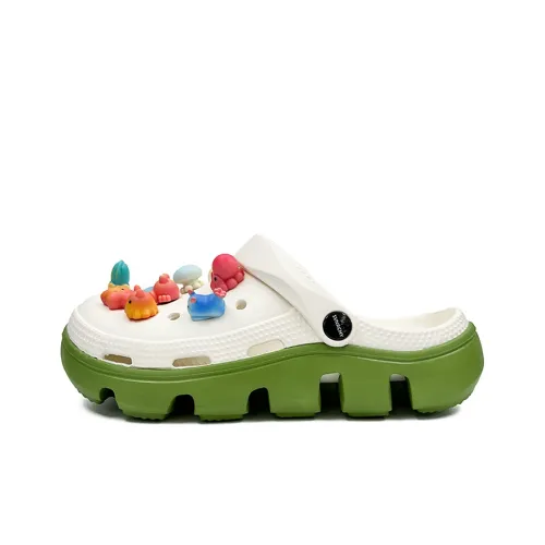 OUBT UNDERWATER Рыбка Команда Тема Милый Закрытый носок Сабо Женские Белый Зеленый