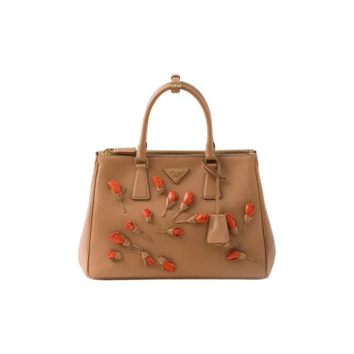 PRADA Galleria Кожа Через плечо Сумка Большая Женская Естественный Оранжевый