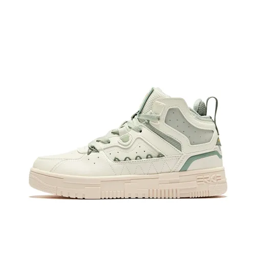 Erke Slip-resistant Abrasion-resistant High Top Skateboard Shoes Women's Ivory Sea Foam Green
