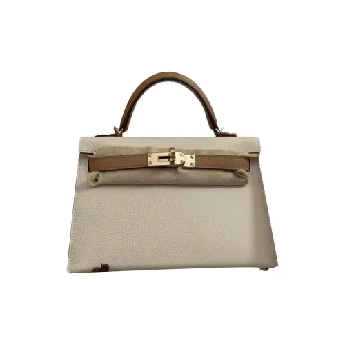 HERMES Kelly Epsom Телячья кожа Сумка Kelly Сумка через плечо Сумка Женская Milkshake Белый с Печеньем