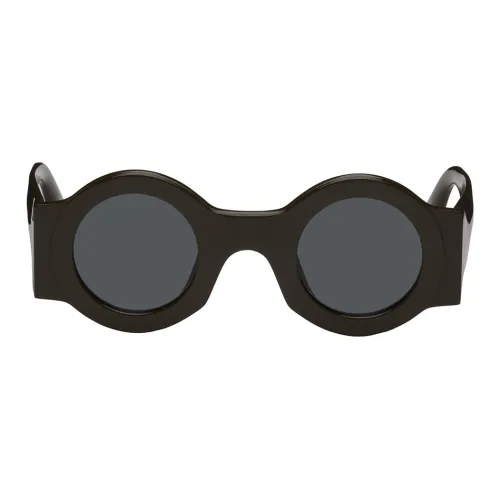 DRIES VAN NOTEN Ацетатная пластина круглая оправа солнцезащитные очки женские черный