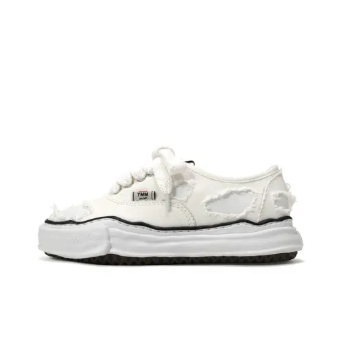 MIHARA YASUHIRO Низкие кроссовки для скейтбординга унисекс белые с эффектом состаривания стиль позиционирования