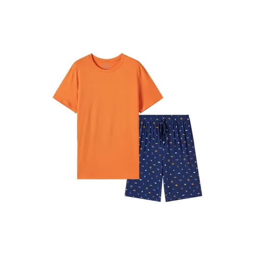 JOCKEY Синий Оранжевый С принтом Мужской комплект пижам