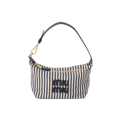 MIU MIU Spirit Ткань Сумка Сумка через плечо Мини Женская Бежевая и Морская Синяя