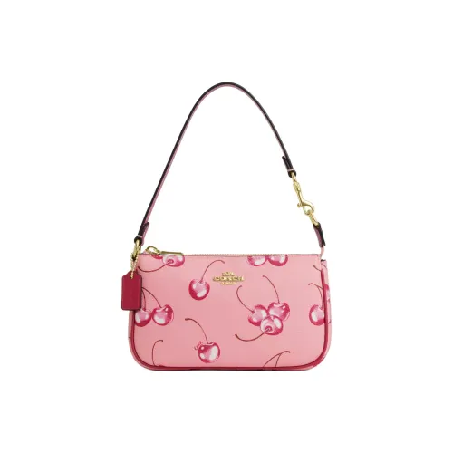 COACH Nolita Холст с покрытием и гладкая кожа Одно плечо Сумка Маленькая Женская Цветочный Розовый и Ярко-фиолетовый