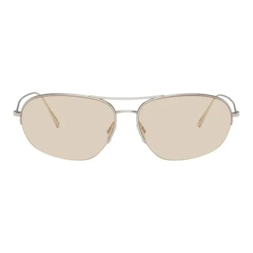 Oliver Peoples Титан Авиатор Солнцезащитные очки Мужские Серебряные