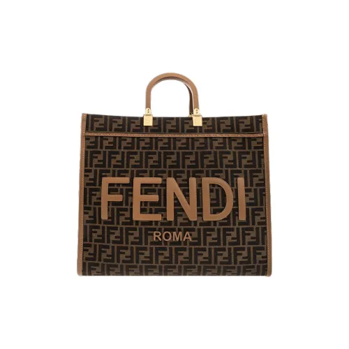 FENDI Sunshine Сумка из коровьей кожи Сумка-тоут Сумка для покупок Сумка большого размера унисекс коричневый
