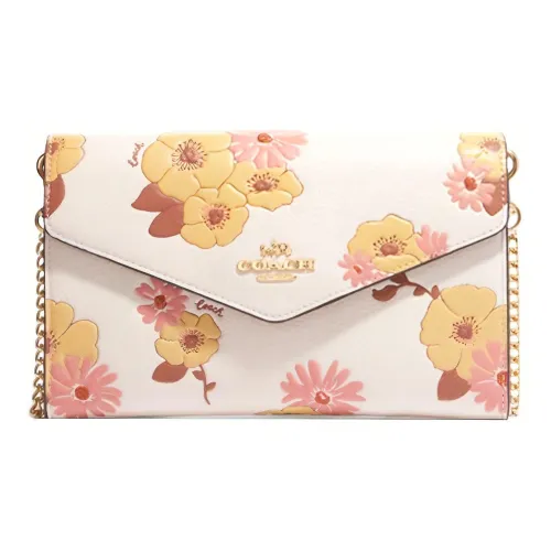 COACH Конверт Кожа Сумка конверт Клатч Кошелек Маленький Women's White