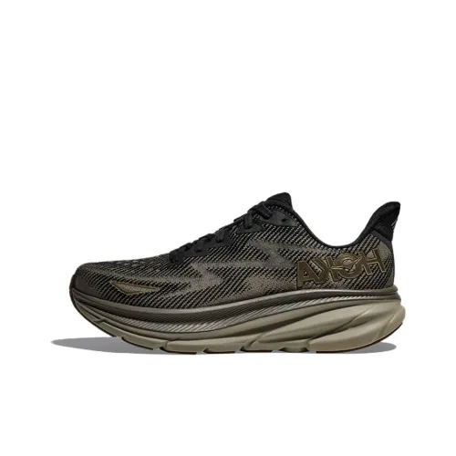 HOKA ONE ONE Clifton 9 Low Топ Бег на длинные дистанции Обувь Мужская Черный Зеленый
