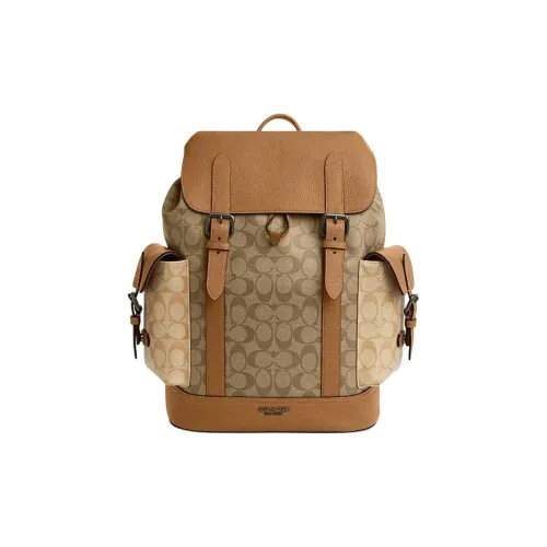 COACH Hudson Рюкзак из искусственной кожи с коровьей кожей большой мужской светлый седловый коричневый