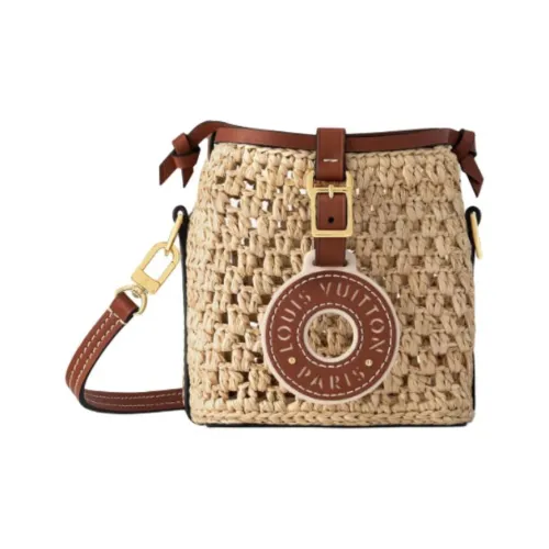 LOUIS VUITTON NOE Кожаная отделка Сумка через плечо Женская Коричневый Натуральный