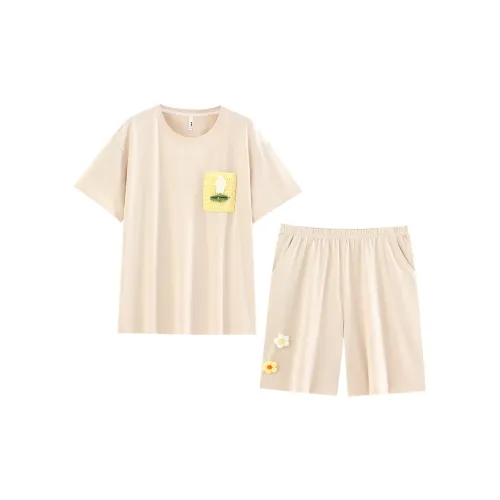 White Ran Pajama Комплект Женский Абрикос