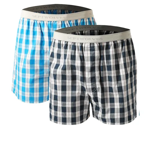 SEPTWOLVES 2 пачки Темно-синий + Темно-синий Pure Cotton Дружественный к коже/Клетка с принтом/Hidden Side Застежка-молния Мужские Штаны Arrow