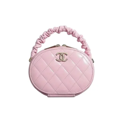 CHANEL Sheepskin Round Bag Makeup Bag Bag Women's Pink