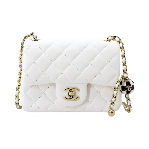 CHANEL Sheepskin Mini Square Flap Bag Сумка через плечо Женская Белая