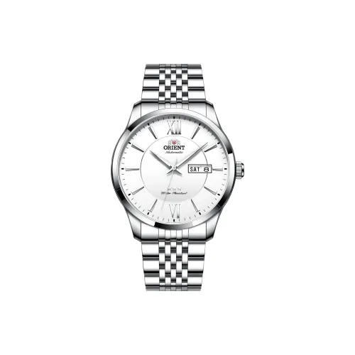 ORIENT Автоматический Механический Механизм Нержавеющая Сталь Ремешок Часы Мужские Белый Циферблат