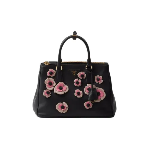 PRADA Кожа Тоут Сумка Сумка для покупок Сумка через плечо Сумка Большая Женская Черная и Розовая