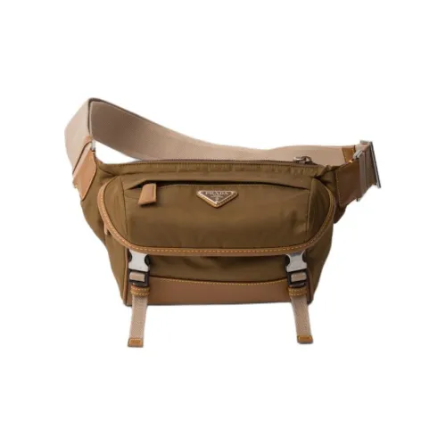 PRADA Переработанный нейлон с кожаными вставками сумка через плечо мужская сумка бежевый цвет