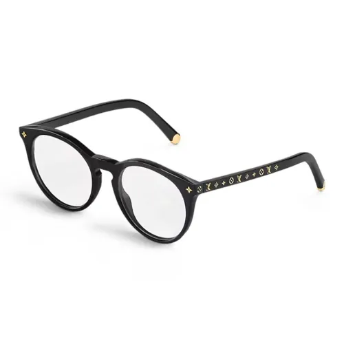 LOUIS VUITTON Металлические ацетатные оправы для очков нерегулярной формы женские черные