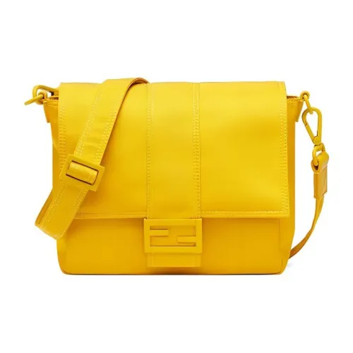 FENDI Нейлоновая ткань коровья кожа полиэстер сумка-багет сумка-мессенджер сумка через плечо средний размер мужская желтая