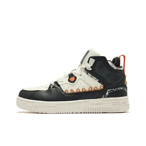 Erke Slip-Resistant Abrasion-Resistant High Top Skateboard Shoes Men's Black Land Айвори Белый