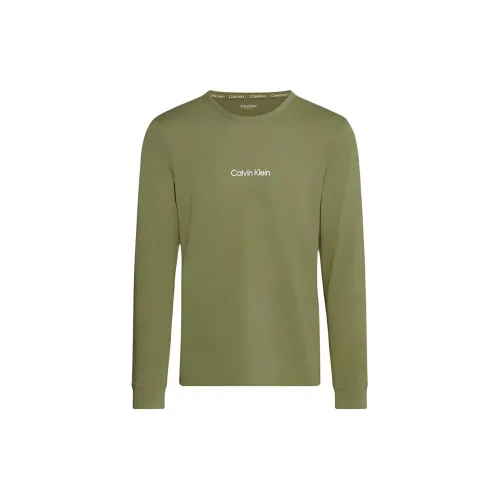 CK Calvin Klein L S Круглый вырез Топ Пижам Европейская версия Мужской Хаки