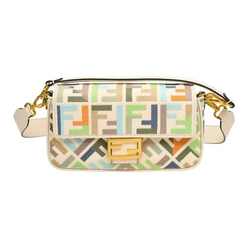 FENDI Baguette Телячья кожа Текстиль Портативный Сумка через плечо Сумка на плечо Женская