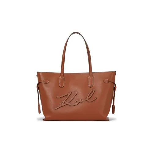 Karl Lagerfeld Amber Valetta Коллаборация Кожа Тоут Сумка Сумка для покупок Сумка на плечо Сумка Унисекс Коньячно-коричневый