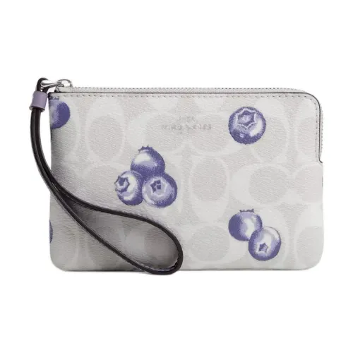 COACH Corner Zip Сумка на запястье из холста с переработанной кожей Мини Женское серебро и Мел и Светло-фиолетовый
