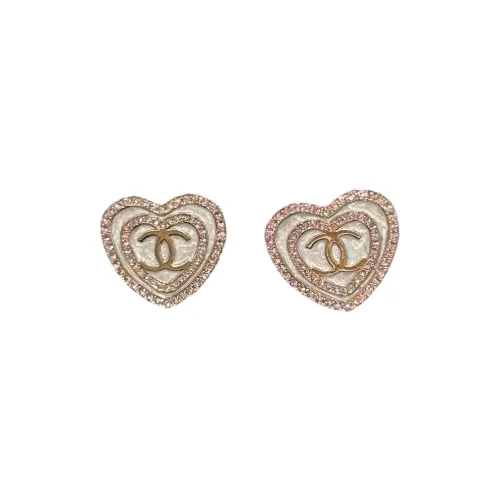 CHANEL Металл Смола Искусственный Ромб Серьги-гвоздики Женские Золото