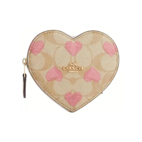 COACH Сердце PVC Кошелек Мини Женский Светлый Хаки С принтом