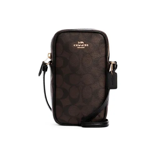 COACH N S Холст с кожей Camera Сумка Сумка через плечо Стандартная Женская Темно-коричневая