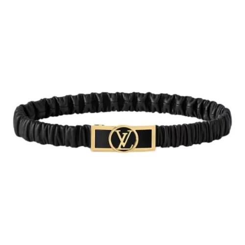 LOUIS VUITTON Логотип пряжка украшение плавная пряжка кожаные ремни женские черный 2,5 см