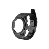 Черный стальной корпус + черный ремень из фторкаучука + черная застежка-бабочка