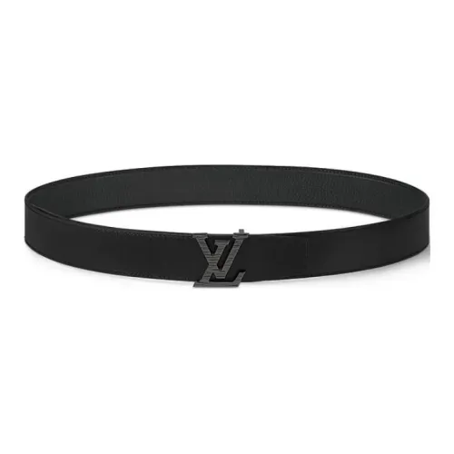 LOUIS VUITTON Логотип Пряжка плавная пряжка кожаные ремни мужской черный 3,5 см